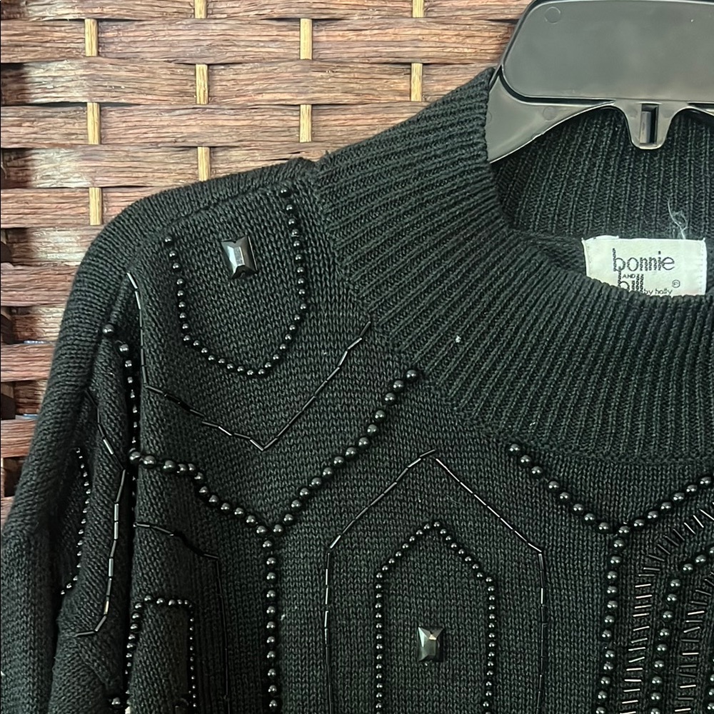 Vintage Black Geometric Patterned Sweater - Picture 6 of 6